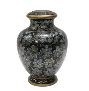 Black Brass Cremation Urn Memorial <b>Ashes</b> Vase Round Tabletop Keepsake <b>Casket</b> Custom Engraved - Product Image 3