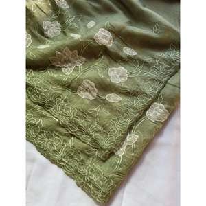 ผ้าส่าหรีดีไซน์เนอร์สำหรับผู้หญิง Pista Pure Elite Weaves พร้อมงานปักลาย Chanda Silk ชุดหรูหรา น้ำหนัก 490 กรัม - Product Image 3