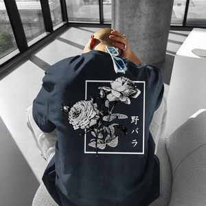 เสื้อยืดสตรีทแวร์ลายกราฟิกสไตล์วินเทจทรงโอเวอร์ไซส์ลายดอกกุหลาบพิมพ์ลายกรดสีซีด ขายส่งจำนวนมาก - Product Image 5