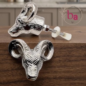 Pomo de Gabinete de Hierro Fundido con Cabeza de Cerdo Ba Silver, Diseño Rústico Industrial, para Cocina, Cómoda, Oficina en Casa, Apartamento, Tirador de Cajón, Fácil de Instalar - Product Image 1
