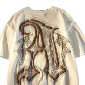 Camiseta Nueva con Estampado 3D Extra Grande, Estilo Urbano de Invierno, Logotipo Personalizado, Algodón, Camiseta con Estampado Puff para Hombre - Product Image 1