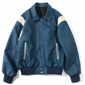 Nouvelle Veste Teddy Homme Oversize Streetwear en Toile Bleue avec Blocs de Couleurs aux Aisselles, Tendance et Élégante, Doublure Polaire, Style Décontracté Sportif - Product Image 5