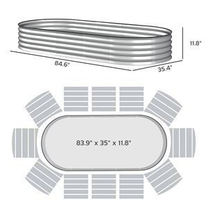 2 Pezzi Letti di Coltivazione Rialzati 2,13m x 0,91m x 0,30m con Pali Metallici Finitura Argento per Giardinaggio - Product Image 3