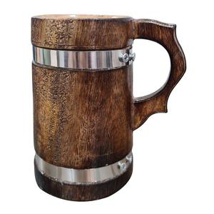 Jarra de Cerveza de Madera Estilo Barril, con Inserto de Acero Inoxidable, Hecha a Mano, Rústica, para Pub o Restaurante, con Logotipo Personalizado - Product Image 5