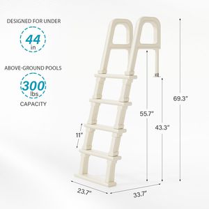Scaletta per piscina fuori terra e spa, resistente, bianca, regolabile da 47 a 54 pollici, con 3 gradini - Product Image 2