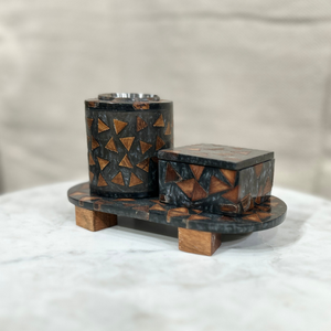 Arabic Style Wooden Resin <b>Oud</b> <b>Bakhoor</b> Incense Burner Charcoal Holder Decorative Tray Set Modern Stylish Design Eco-Friendly - Product Image 5