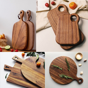 Planche à découper ronde en bois pour pizza avec poignée et guide de découpe pour servir pizza, fromage, pain, usage en cuisine - Product Image 5