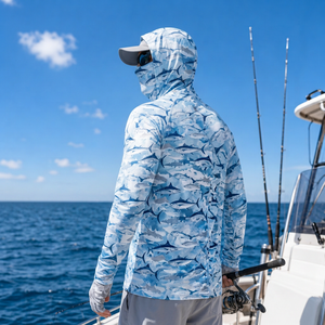 Wholesale UPF hooded fishing <b>shirt</b> performance fishing mask hoodie angler <b>face</b> cover <b>shirt</b> for outdoor brands - Product Image 6