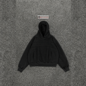 เสื้อฮู้ดดี้สีดำพรีเมียมทรงโอเวอร์ไซส์สำหรับผู้ชาย สวมใส่สบาย ผ้าฟลีซแบบสวมหัว สีพื้น ความยาวปกติ มีกระเป๋า เหมาะสำหรับใส่ในฤดูใบไม้ร่วง - Product Image 5