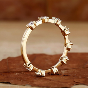 Full Eternity Moissanite Band Round Cut Wedding <b>Ring</b> Shared Prong <b>Stacking</b> <b>Ring</b> 14K Gold Plated Anniversary Band Unisex Party - Product Image 6
