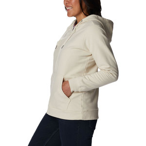 Sweat-shirt à capuche zippé pour femme, en molleton de coton uni, avec logo personnalisé, vente en gros, décontracté, couleur unie, crème, coupe oversize - Product Image 3