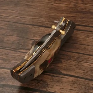 Pasha Enterprises Industrial Grade Damascus Folding Pocket Knife Ram Horn Handle Leather Sheath Customizable Blade Thickness - Product Image 6