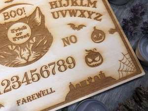 Planche Ouija avec planchette en bois avec <span class=keywords><strong>citrouille</strong></span> chat et esprit jeu parlant les âmes gothique sorcière décor Halloween cadeau - Product Image 5