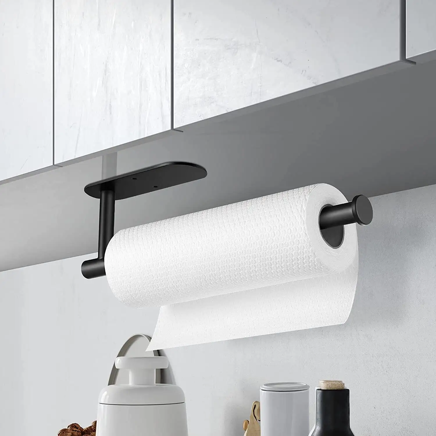 Modern Under Cabinet Iron Storage Metal Wall Mounted Self Adhesive Toilet Rack Stand Tissue Towel Kitchen Roll Paper Holder