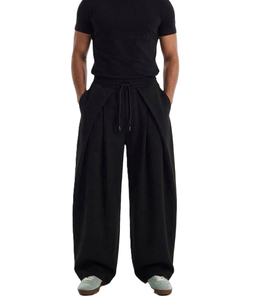 Custom Wholesale Casual Acid Wash Heavyweight Breathable <b>Baggy</b> <b>Trousers</b> Cotton Wide Leg Pants for <b>Men</b> - Product Image 4