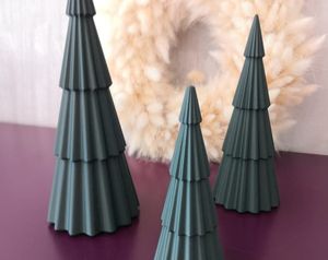 <b>Modern</b> Handmade Resin <b>Christmas</b> <b>Tree</b> Set Miniature Pine Shape Green Indoor Tabletop Decor Durable Easy Installation Waterproof - Product Image 2