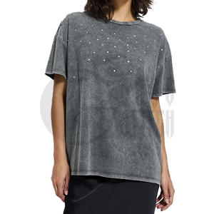 Camiseta de Jersey Informal de Verano, Transpirable, Ajustada, con Lavado Ácido Gris - Product Image 2