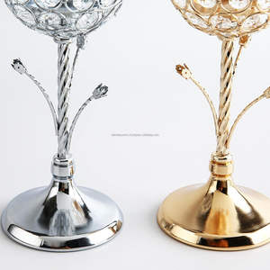 Supports de bougies en métal argenté pour décoration de table de mariage et de fête, bougeoirs en cristal, approvisionnement direct usine - Product Image 4