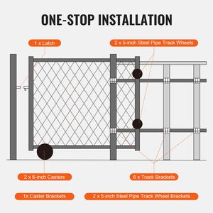 Kit per cancelli scorrevoli a 6 pezzi per impieghi gravosi, con ruota di tipo C e due rulli da 6 pollici per cancelli e finestre scorrevoli - Product Image 6