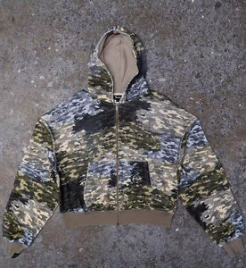 Sweat à capuche d'hiver pour homme de qualité supérieure, en coton French Terry camouflage, coupe-vent, 500g, délavé à l'acide, logo imprimé en sérigraphie - Product Image 1