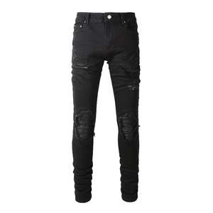 Pantalon en jean droit taille mi-haute pour homme, en mélange de coton confortable, délavé à la pierre, style streetwear tendance, décontracté et d'extérieur, vente en gros et personnalisable - Product Image 1