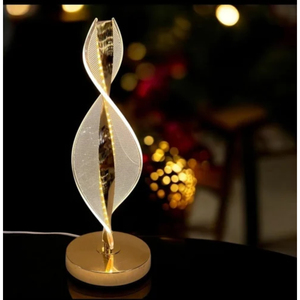 Modern Nordic Minimalist Spiral LED <b>Table</b> <b>Lamp</b> Creative Twisted Acrylic Design with Polished Gold <b>Base</b> Bedside Light for Home - Product Image 1