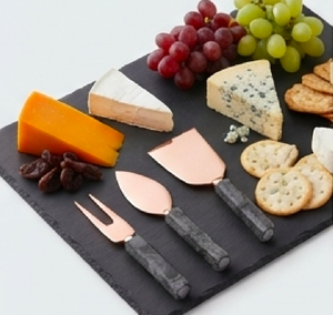 Premium Quality Marble Stone Handle Cheese Set Rose Gold Flatware Cutter Slicer Stainless Steel Knives Set <b>For</b> Elegant Tabletop - Product Image 4