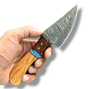 Cuchillo de Caza Nórdico de Acero de Damasco con Funda, Hoja Entera, Cuchillo de Camping con Mango de Madera, Grado Industrial, OEM Personalizado - Product Image 3