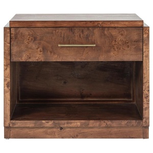Table de chevet moderne en teck massif de haute qualité, couleur brun foncé, pour usage intérieur. - Product Image 1