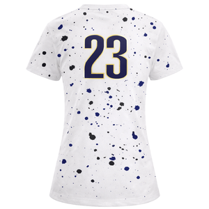 Camiseta de Fútbol Blanca Personalizada para Mujer, Diseño con Salpicaduras de Pintura, Manga Corta, Transpirable, de Secado Rápido, Uniforme para Equipo de Fútbol Femenino - Product Image 3