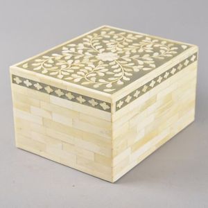 Boîte à bijoux artisanale de haute qualité en os incrusté, design oriental, forme carrée, os naturel, boîtes de rangement décoratives colorées - Product Image 2