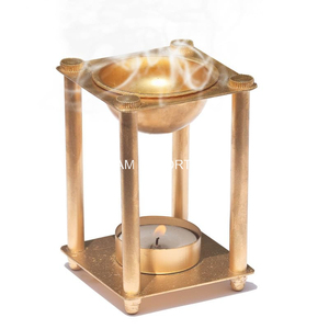 Highest Selling Pure Brass Gold Finished <b>Oil</b> Aroma Incense <b>Burner</b> Square Shape <b>Oil</b> <b>Burner</b> Diffuser Religious <b>Burner</b> Home Usage - Product Image 3