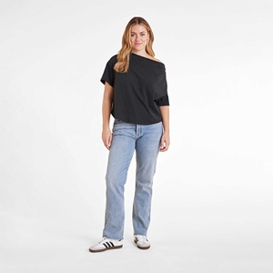 Custom Printed Bamboo Fiber <b>Women</b> Summer Tops Boat Neck Off Shoulder Blouse Breathable Jersey T-<b>Shirt</b> Eco-friendly Letter Print - Product Image 6