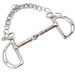 Bocado de caballo de acero inoxidable con incrustaciones de cobre, anillo suelto articulado y diseño de mejillas completas de Riaz Jamal Intel - Product Image 5