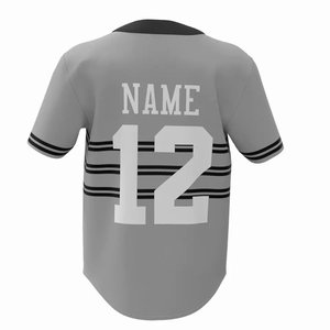 Maillot de baseball New York pour homme, gris, manches courtes, col en V, boutons sur le devant, imprimé en twill, coupe classique, adulte, toutes saisons - Product Image 2