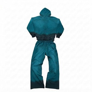 Custom Vintage Cotton Jogging Set Zip up Acid Wash Tracksuit Streetwear Hoodie and Straight Leg <b>Flared</b> Sweatpants <b>Men</b> & Women - Product Image 6