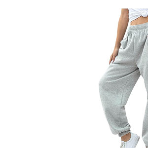 Pantalon d'hiver ample pour femme, 100 % coton de haute qualité, en molleton épais respirant, à devant plat, taille haute avec cordon de serrage - Product Image 5
