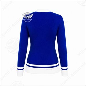 Conception personnalisée Zeta Phi Beta Sorority, style High Street, bleu contrastant et blanc uni, broderie sur le devant, col mandarin, hiver - Product Image 2