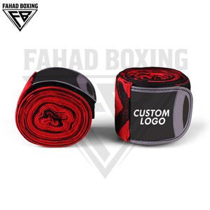 Bandes de boxe en coton durable, couleur contrastée rouge et noir, service OEM ODM, dernier style, accessoires d'entraînement de boxe. - Product Image 2