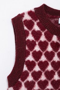 Chaleco de Punto para Mujer, Nuevo Modelo de Primavera, Cuello Redondo sin Mangas, Patrón de Corazón Jacquard, Estilo Europeo Americano, Moda Casual - Product Image 4