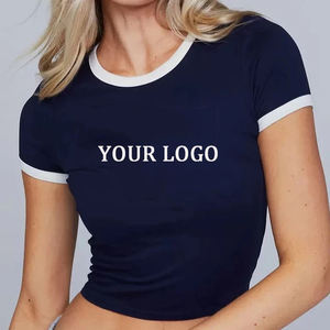 Camiseta Corta de Cuello Redondo para Mujer, de Algodón, Manga Corta, Corte Clásico, Suave, Informal, para el Verano, Estilo Urbano - Product Image 1