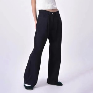 Pantalones Vaqueros de Cintura Alta y Pierna Ancha, de Algodón, Corte Holgado, Color Sólido, Estilo Casual de Otoño, Jeans para Mujer - Product Image 1