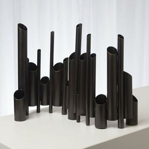 Stainless Steel Tabletop Vase <b>Set</b> Minimalist Design Rust Resistant Decorative for Home Office Wedding - Product Image 2