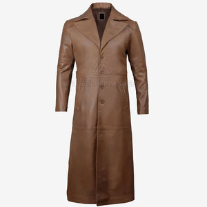 Manteau en cuir sur mesure pour homme de haute qualité, style classique long, en cuir véritable, manteau de haute qualité - Product Image 3