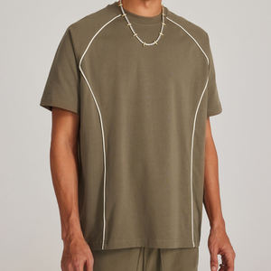 เสื้อยืดแขนสั้นผู้ชายผ้าฝ้าย 100% ทรงโอเวอร์ไซส์ หนานุ่ม ปักลาย สปอร์ต พร้อมสกรีนลายตามสั่ง - Product Image 1