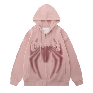 Wearpex – Cardigan unisexe en coton brodé avec patch araignée rétro, style streetwear, coupe ample, pour l'automne - Product Image 2