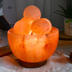 Lámparas de Sal del Himalaya, la Mejor Lámpara de Sal con Forma de Cuenco y Bolas de Masaje, con Base de Madera Pulida, Lámpara de Sal, Luz Nocturna, Sal del Himalaya Rosa - Product Image 6