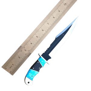 Cuchillo Bowie de Hoja Fija de Acero de Damasco Táctico de Grado Industrial Pasha Enterprises con Mango Turquesa y Punta Caída para Exteriores OEM - Product Image 2