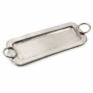 Plateau de service rectangulaire en acier inoxydable, long et étroit, avec poignées latérales en forme de cœur, couleur argent, pour présentation alimentaire - Product Image 6