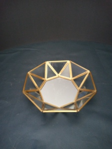 Artisan Design Brass Framed Geometric Glass <b>Storage</b> <b>Tray</b> Polygonal Minimalist Design Table Organizer Single Tier Jewelry TRA - Product Image 2